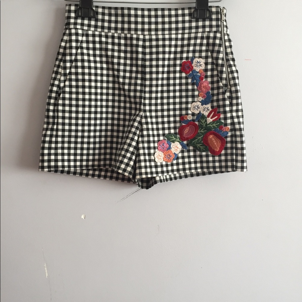 Zara black and white plaid shorts